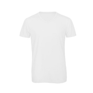 B&C T-Shirt "V Triblend men", S, weiß